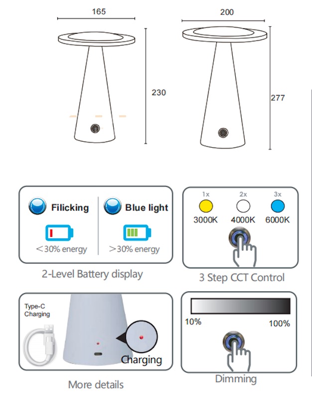 Tina 3CCT Dim Ambient Table Light